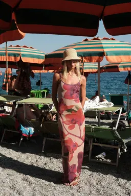 With Harper Lu Slip Dress in Mesh Fuchsia Bloom Size 8 for rent on The Volte - image 1