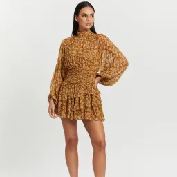 Shona Joy Sunset Long Sleeve Ruched Mini Dress Floral Size 8 for rent on The Volte - image 4