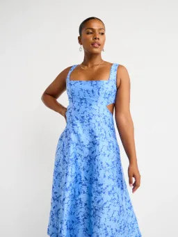 Acler  Pennant Dress in Blue Iris Floral Print Size 10 for rent on The Volte - image 4