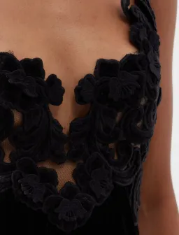 Zimmermann Sensory Bodice Velvet Slip Dress Black Size 3 / AU 12-14 for rent on The Volte - image 2