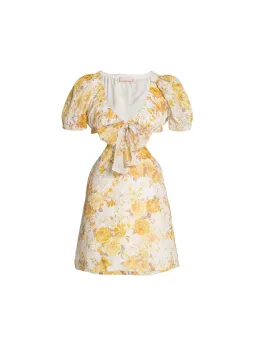 Sofia The Label Ami Tie Front Mini Dress Yellow Floral Size AU 8 for rent on The Volte - image 4
