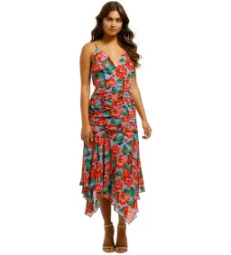Talulah Luscious Midi Dress in Luna Red Print Size 10 for rent on The Volte - image 1
