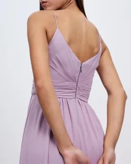 Bariano Deschamps V Neck A Line Gown Lilac Size 8  for rent on The Volte - image 2