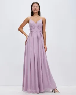 Bariano Deschamps V Neck A Line Gown Lilac Size 8  for rent on The Volte - image 1