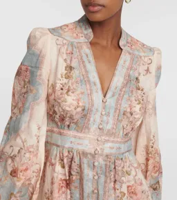 Zimmermann August Plunge Midi Dress Sky Blue Floral Size 4 / AU 16 for rent on The Volte - image 1