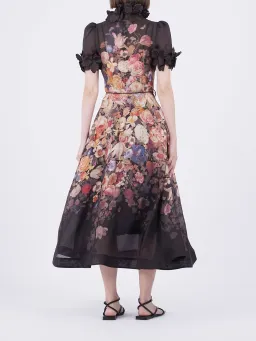 Zimmermann Luminosity Liftoff Flower Midi Dress Morisot Black Floral Print Size 4 / AU 16 for rent on The Volte - image 2
