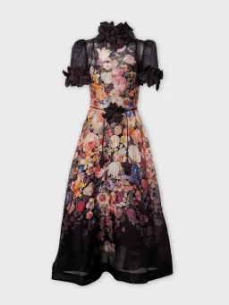 Zimmermann Luminosity Liftoff Flower Midi Dress Morisot Black Floral Print Size 4 / AU 16 for rent on The Volte - image 3