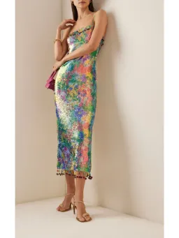 Alexis Aiya Midi Rainbow Sequin Dress in Multi Size Small / AU 8 for rent on The Volte - image 1