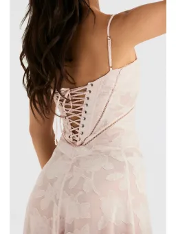 House Of CB Seren Lack Back Maxi Dress in Soft Pink Floral Size XS / AU 6 for rent on The Volte - image 5