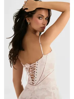 House Of CB Seren Lack Back Maxi Dress in Soft Pink Floral Size XS / AU 6 for rent on The Volte - image 3