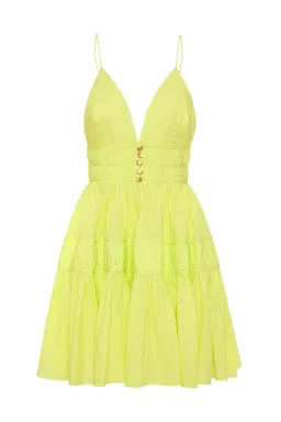 Aje Grace Tiered Mini Dress Light Lemon Size 10 for rent on The Volte - image 3