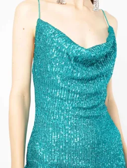 Rebecca Vallance Missing Hours Sequin Midi Dress Green Size 12 for rent on The Volte - image 2