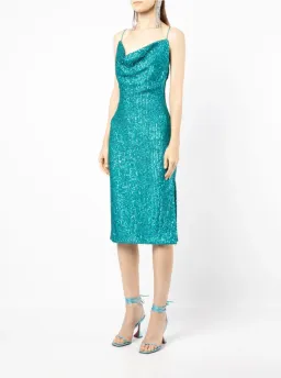 Rebecca Vallance Missing Hours Sequin Midi Dress Green Size 12 for rent on The Volte - image 4