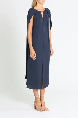 Willow Silk Midi Dress in Navy Size 10 for rent on The Volte - image 2