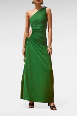 Sonya Nour Forest Shimmer Maxi Dress Green Size 8 for rent on The Volte - image 2