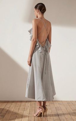 Sabbia ruffle midi dress in charcoal for rent on The Volte - image 1