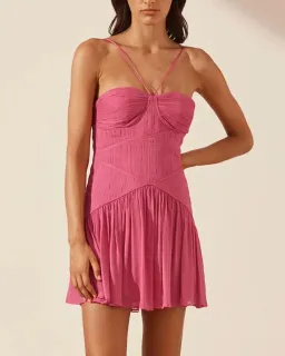 Shona Joy Isola Ruched Bodice Mini Dress Pink Size 8 for rent on The Volte - image 2