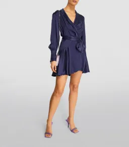 Zimmermann Silk Wrap Mini Dress Navy  Size 1/Au 10  for rent on The Volte - image 1