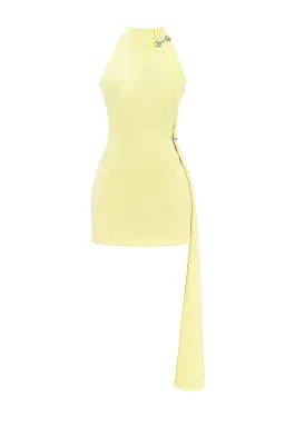House of CB Marla Halter Mini Dress High Neck Lemon Yellow Size S/ AU 8 for rent on The Volte - image 4