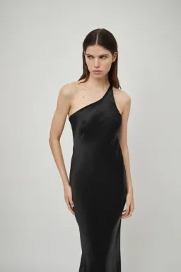 Beare Park Silk Satin One Shoulder Tank Dress Black Size 6 for rent on The Volte - image 3