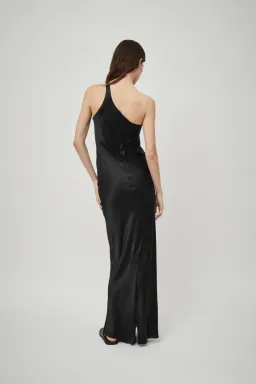 Beare Park Silk Satin One Shoulder Tank Dress Black Size 6 for rent on The Volte - image 6