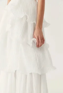 Aje Sunbeam Ruched Bustier and Cosmos Tiered Maxi Skirt Set Ivory Size 8 for rent on The Volte - image 5