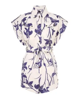 Zimmermann Acadian Cuffed Playsuit Ivory/Blue Floral Size 0 / AU 8 for rent on The Volte - image 6