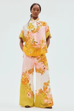 Alemais Silas Linen Shirt and Pants Set Multi Floral Size 8 for rent on The Volte - image 1