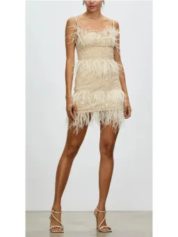 Rachel Gilbert Frenchy Mini Dress Nude Size AU 10 for rent on The Volte - image 1
