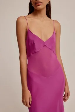 Venroy Sheer Panelled Silk Slip Dress Mulberry Size XS / AU 6 for rent on The Volte - image 4