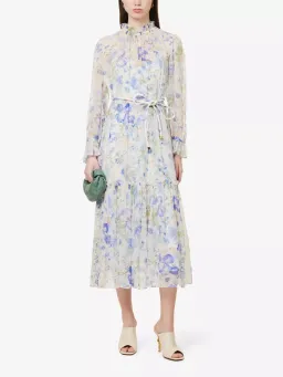Zimmermann Natura Tubular Midi Dress Blue Garden Floral Size 4 / AU 16 for rent on The Volte - image 1
