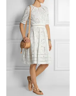 Zimmermann Roamer Day Dress White Broderie Anglaise Size 2/Au 12 for rent on The Volte - image 1