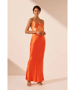 Shona Joy Mia Contrast Spliced Maxi Dress Red Orange/Hibiscus Size AU 10 for rent on The Volte - image 2