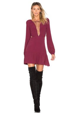 For Love & Lemons X REVOLVE Lace Up Dress in Wine size XS for rent on The Volte - image 3