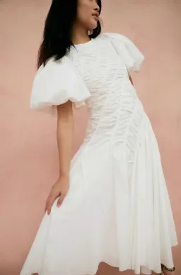 Aje Siren Drawstring Midi Dress Ivory Size 6 for rent on The Volte - image 2