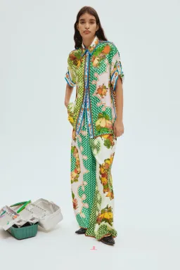 Alemais Lemonis Silk Shirt and Pant Set Multi Size 14 for rent on The Volte - image 1