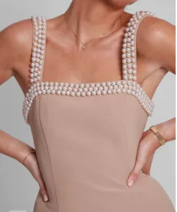 Odd Muse The Ultimate Muse Pearl Trim Mini Dress in Camel Size 6 for rent on The Volte - image 3