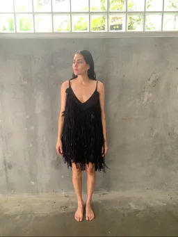 Camilla Black Mini Evening Dress with Feathers One Size for rent on The Volte - image 1