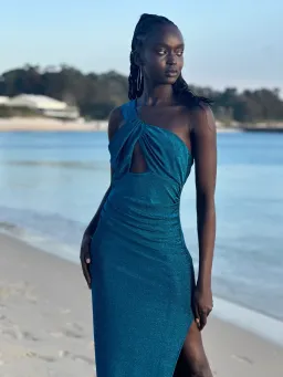 Sonya Moda Acquavena Capri Shimmer Dress Blue Size 10 for rent on The Volte - image 5