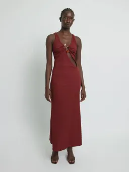 Christopher Esber Split Release Quartz Rib Dress Red Size 6  for rent on The Volte - image 1