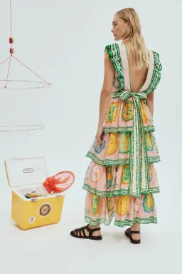 Alemais Porcelain Frill Midi Dress Print Size 14 for rent on The Volte - image 2