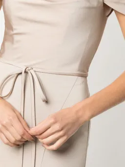 Marchesa Notte Rimini Off Shoulder Dress in Champagne Colour Size US 10 / AU 14 for rent on The Volte - image 4