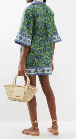 Zimmermann The Junie Tunic Mini Dress in Green/Blue Floral Size 0P / AU 6 for rent on The Volte - image 2
