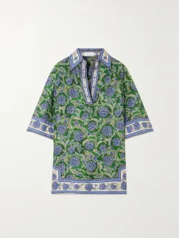 Zimmermann The Junie Tunic Mini Dress in Green/Blue Floral Size 0P / AU 6 for rent on The Volte - image 3