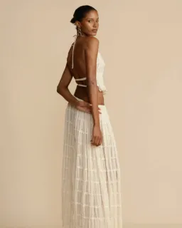 Arcina Ori Juliette Halter Top & Maxi Skirt Set Warm Cream Size S / AU 8 for rent on The Volte - image 7