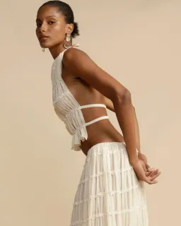 Arcina Ori Juliette Halter Top & Maxi Skirt Set Warm Cream Size S / AU 8 for rent on The Volte - image 6