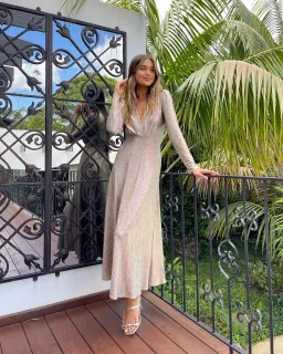 Sheike Evelyn Empire Waist Maxi Dress Rose Gold Size 16 for rent on The Volte - image 1