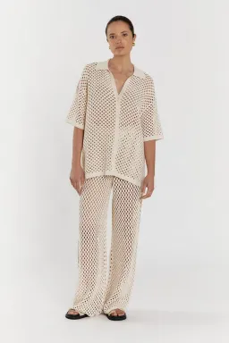 DISSH Sonny Natural Crochet Shirt beige size 6 for rent on The Volte - image 3