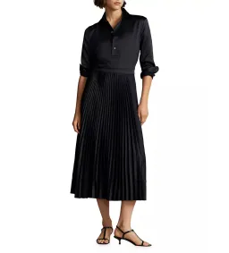 Polo Ralph Lauren Koa Charmeuse Pleated Shirtdress Navy Size S/Au 6  for rent on The Volte - image 1