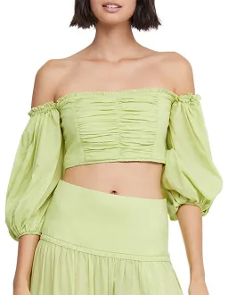 Bec & Bridge Solstice Long Sleeve Crop Top in Lime Size AU 8 for rent on The Volte - image 1